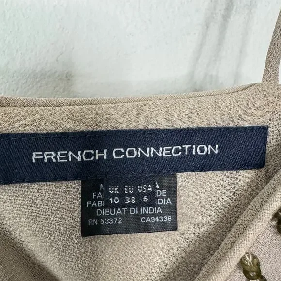 French Connection Samara Dress Women‎ 6 Tan Sequin Bubble Hem Cocktail Elegant - Picture 4 of 11